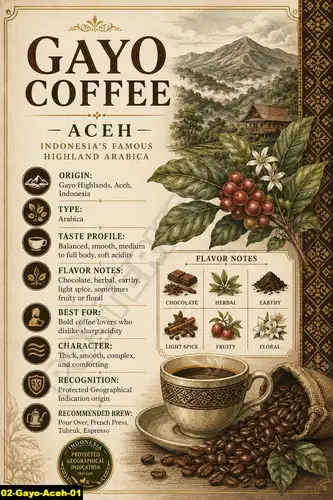 Poster kopi hijau Gayo untuk promosi natural