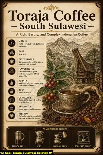 Poster kopi Toraja untuk origin arabika