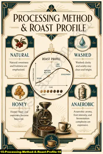 Poster kopi Processing Method & Roast Profile 10 untuk cafe dan barista