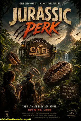 Poster kopi bertema pop culture untuk coffee time