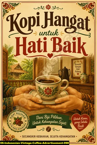 Poster kopi Indonesian Vintage Coffee Advertisement 098 untuk cafe dan barista