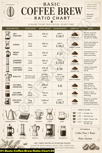 Basic Coffee Brew Ratio Chart 04 - Standard Coffee Guides / Basic Coffee Brew Ratio Chart