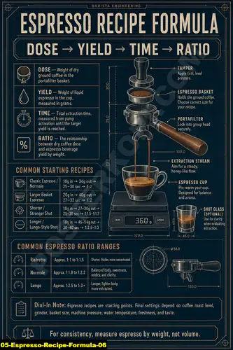 Poster kopi Espresso Recipe Formula 06 untuk cafe dan barista