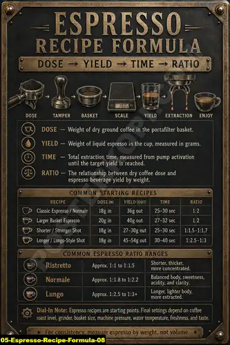 Poster kopi Espresso Recipe Formula 08 untuk cafe dan barista