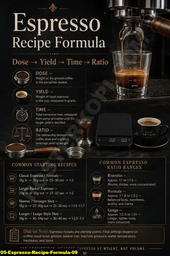Poster kopi Espresso Recipe Formula 09 untuk cafe dan barista
