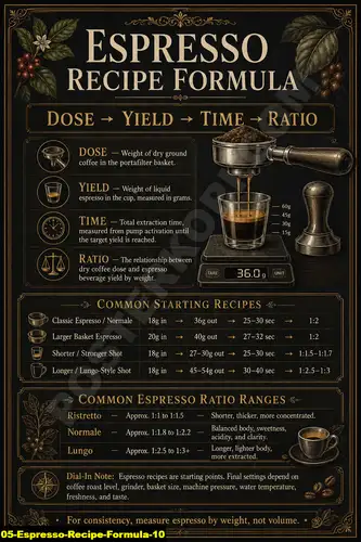 Poster kopi Espresso Recipe Formula 10 untuk cafe dan barista