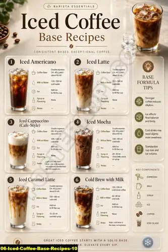 Poster kopi Iced Coffee Base Recipes 10 untuk cafe dan barista