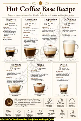 Poster kopi Hot Coffee Base Recipe [checked By Ai] 10 untuk cafe dan barista