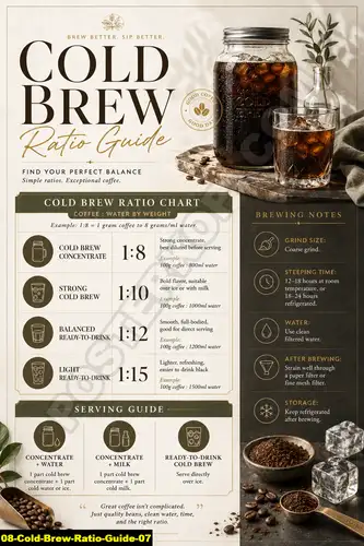 Poster kopi Cold Brew Ratio Guide 07 untuk cafe dan barista