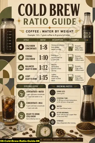 Poster kopi Cold Brew Ratio Guide 08 untuk cafe dan barista
