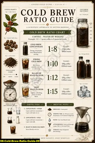 Poster kopi Cold Brew Ratio Guide 09 untuk cafe dan barista
