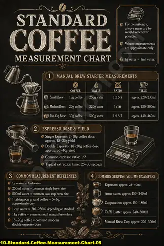 Poster kopi Standard Coffee Measurement Chart 06 untuk cafe dan barista