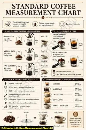 Poster kopi Standard Coffee Measurement Chart 07 untuk cafe dan barista