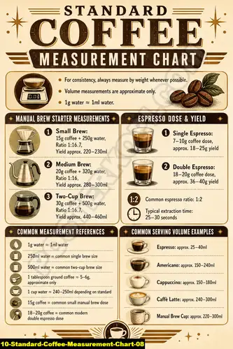 Poster kopi Standard Coffee Measurement Chart 08 untuk cafe dan barista